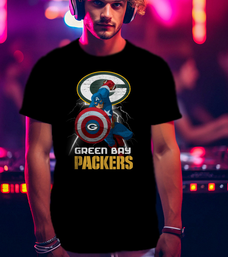 Green Bay Packers Captain America Shield Nfl Crossover T-Shirt