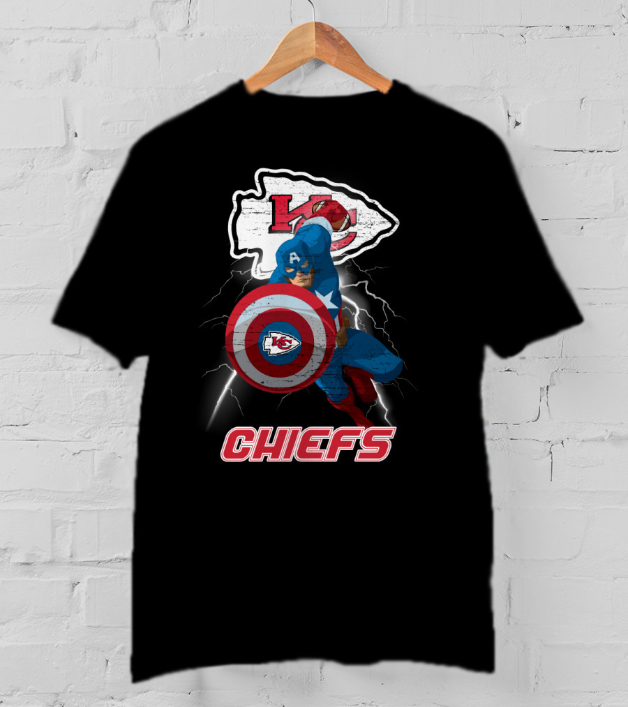 Kansas City Chiefs Captain America Nfl Crossover T-Shirt