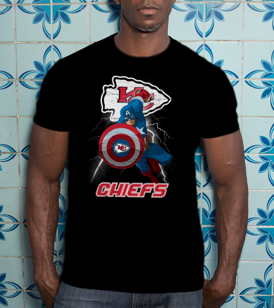 Kansas City Chiefs Captain America Nfl Crossover T-Shirt