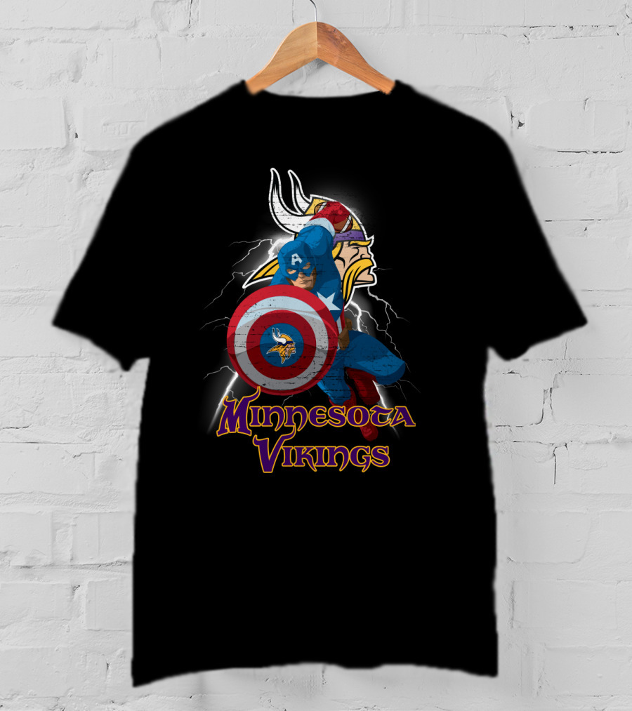 Minnesota Vikings Captain America Nfl Crossover T-Shirt