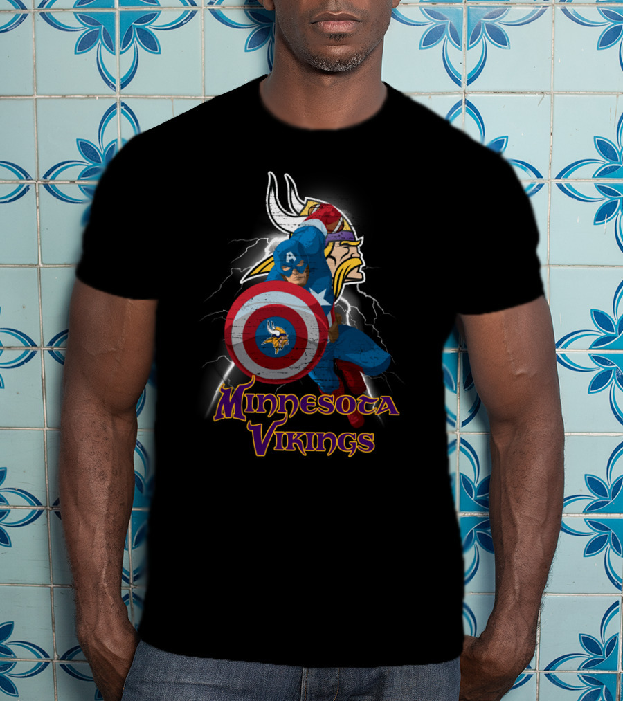 Minnesota Vikings Captain America Nfl Crossover T-Shirt