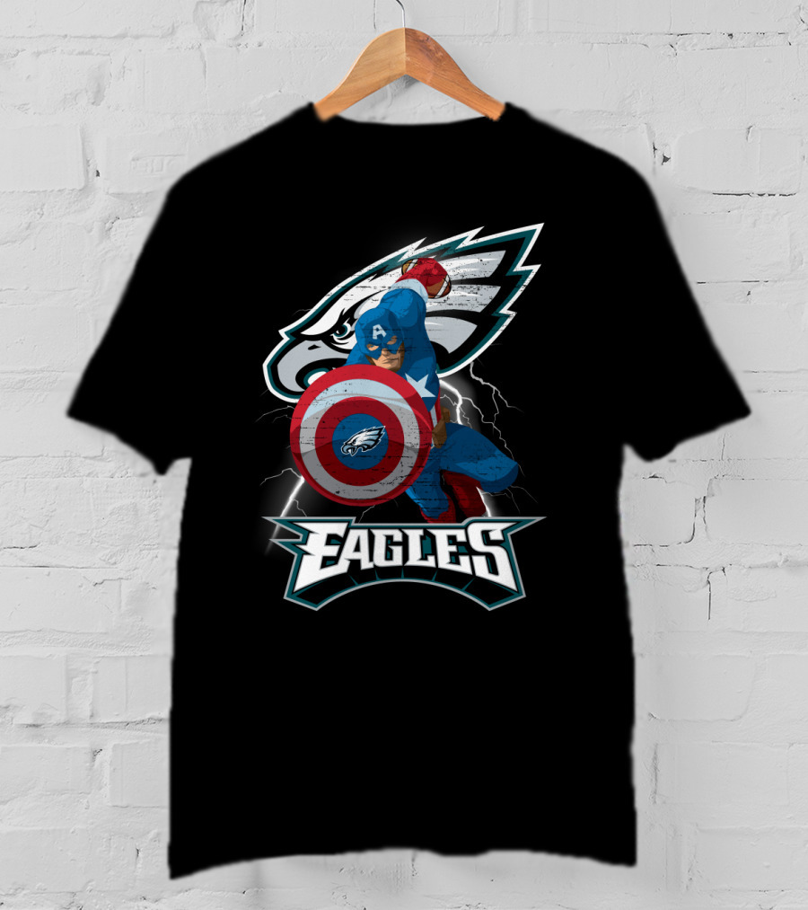 Philadelphia Eagles Captain America Nfl Shield T-Shirt