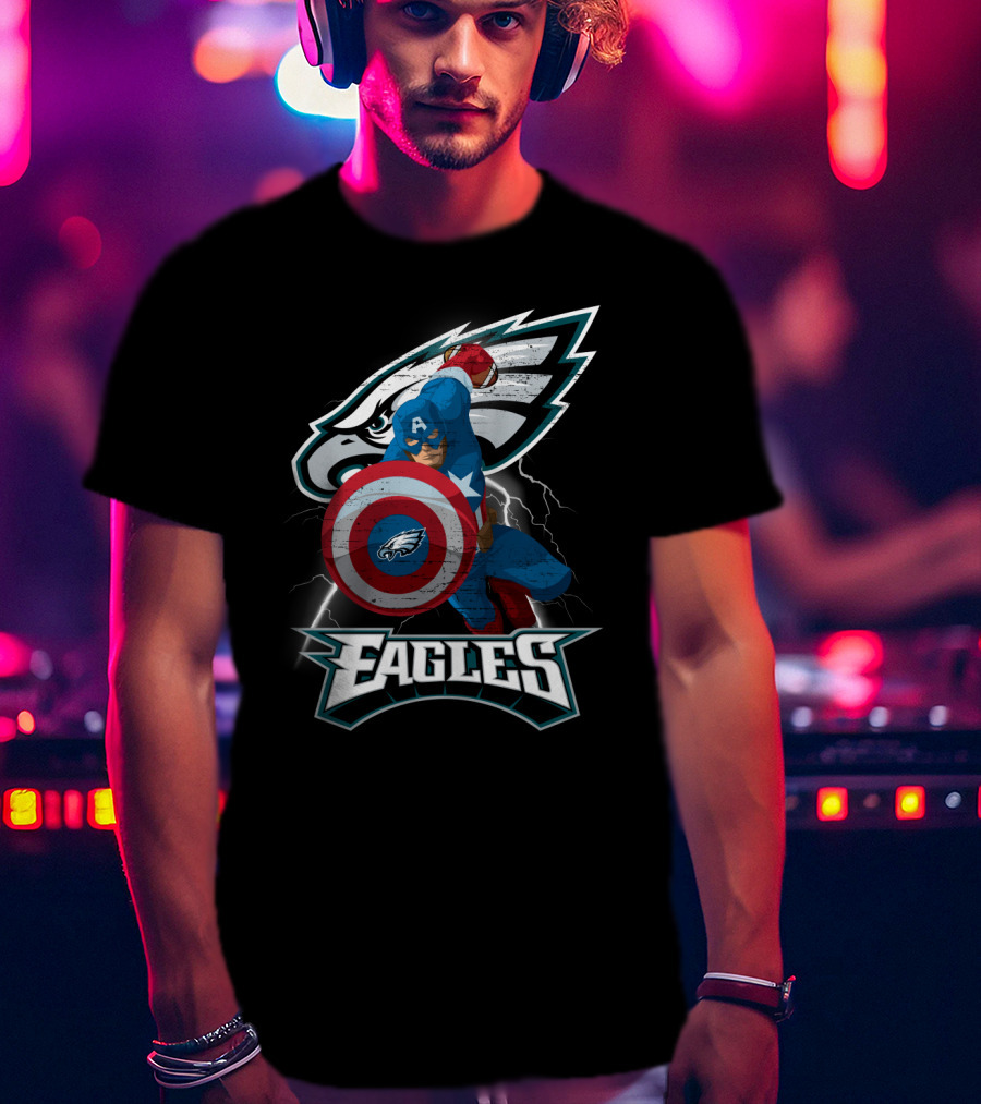 Philadelphia Eagles Captain America Nfl Shield T-Shirt