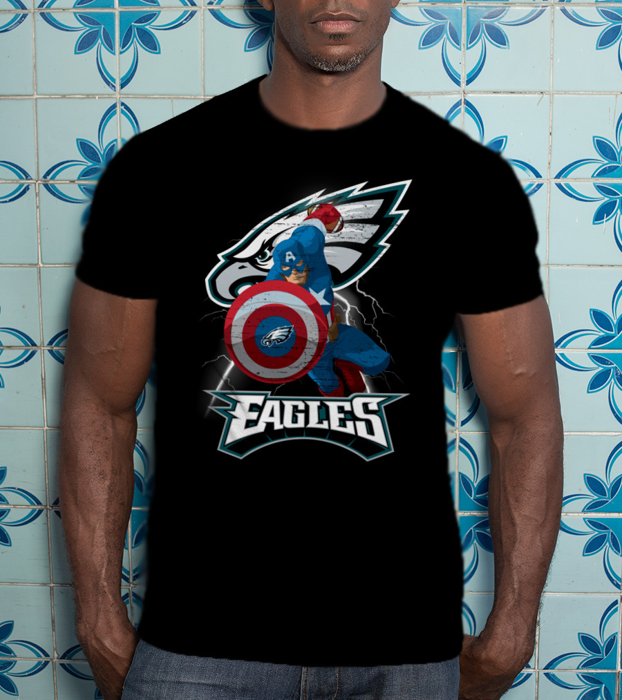 Philadelphia Eagles Captain America Nfl Shield T-Shirt