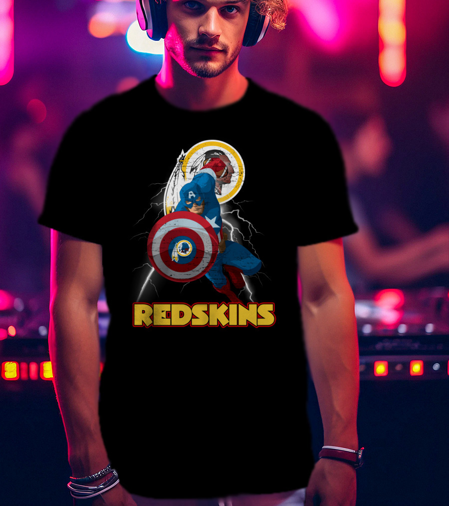 Captain America Redskins Nfl Lightning T-Shirt