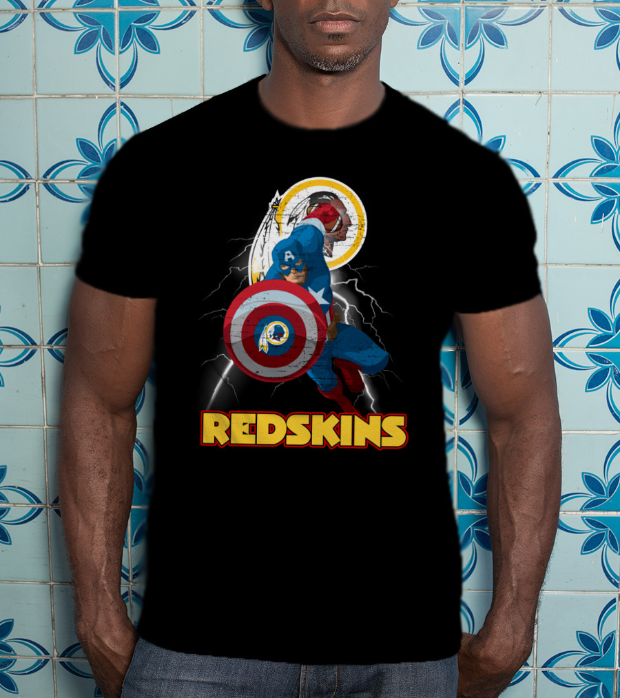 Captain America Redskins Nfl Lightning T-Shirt