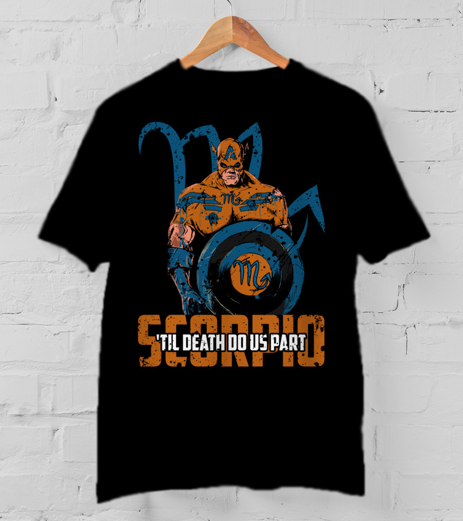 Captain America Scorpio Zodiac Hero 'Til Death Do Us Part Marvel Fans T-Shirt