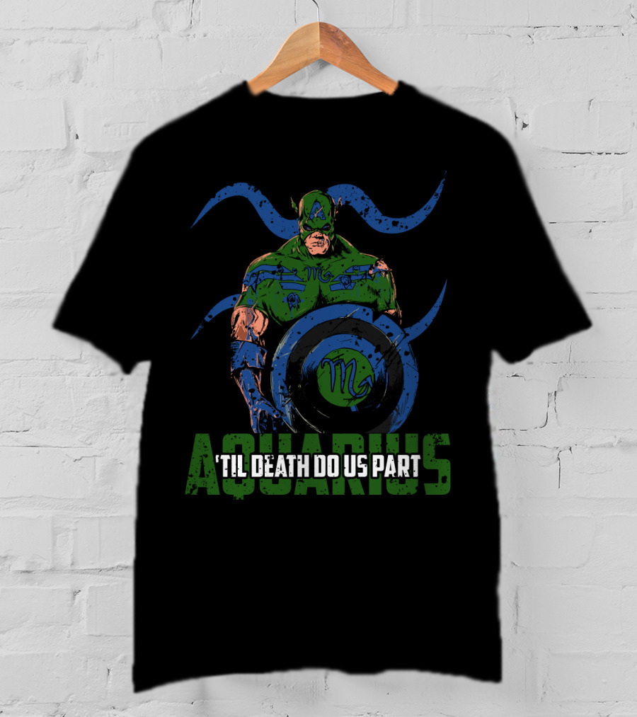 Aquarius Captain American Zombie Marvel Til Death Do Us Part T-Shirt