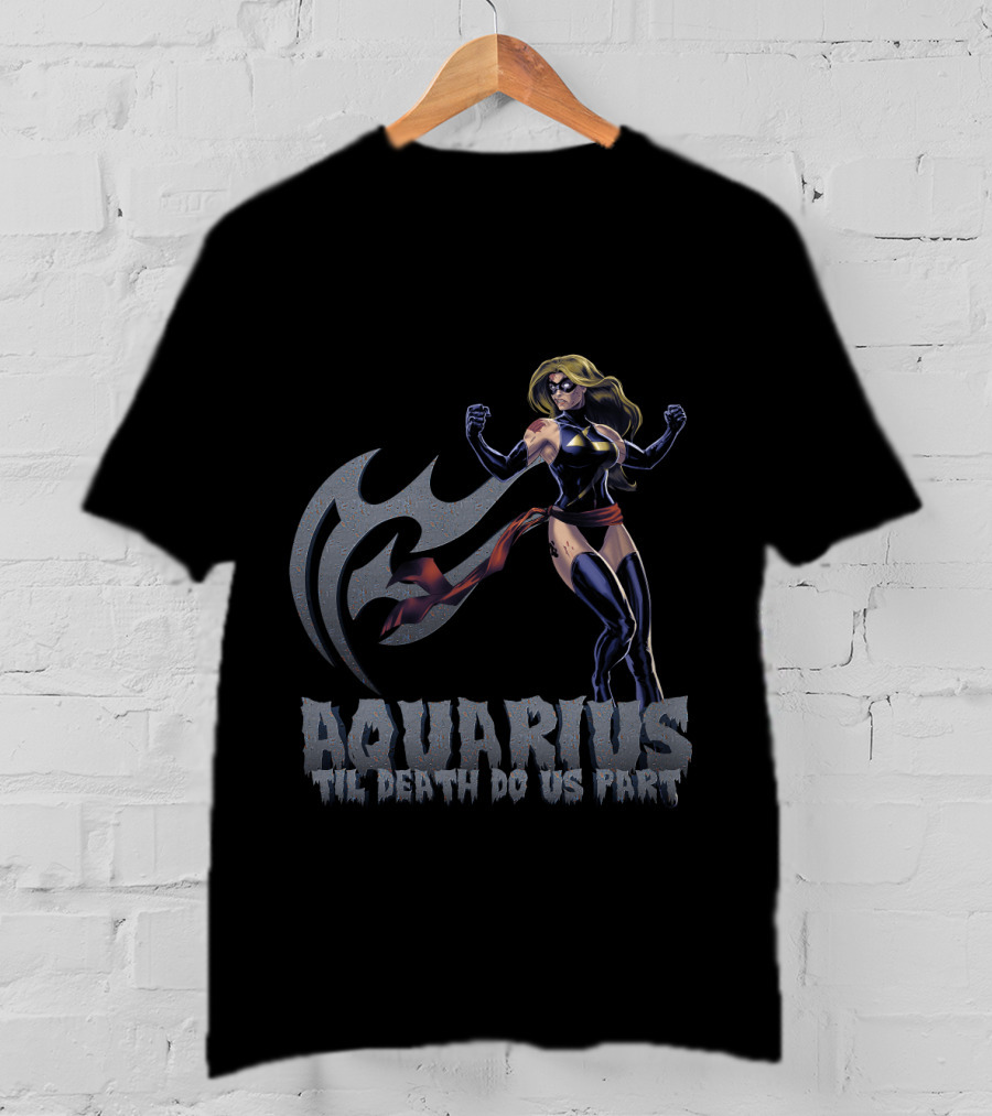 Captain Marvel Aquarius Til Death Do Us Part For Marvel Fans T-Shirt