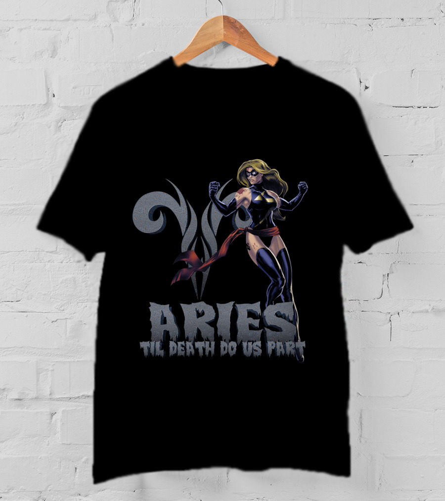 Captain Marvel Aries Til Death Do Us Part Marvel Fans T-Shirt