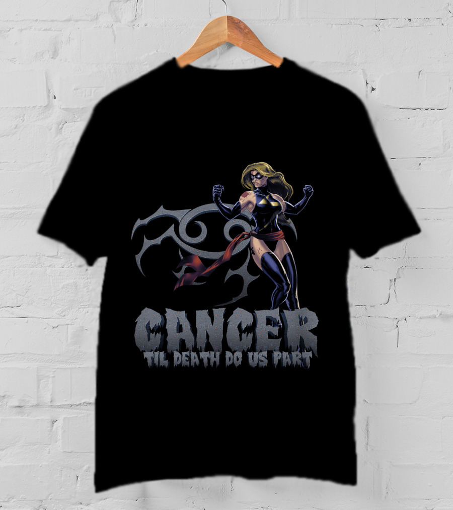 Cancer Til Death Do Us Part Captain Marvel Inspired Marvel Fans T-Shirt