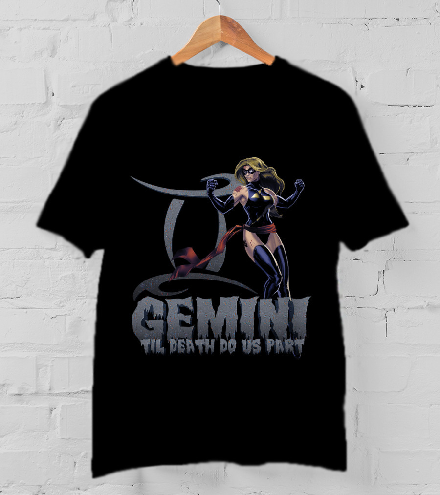Gemini Til Death Do Us Part Captain Marvel Fans T-Shirt