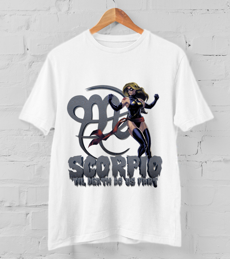 Captain Marvel Scorpio Til Death Do Us Part T-Shirt