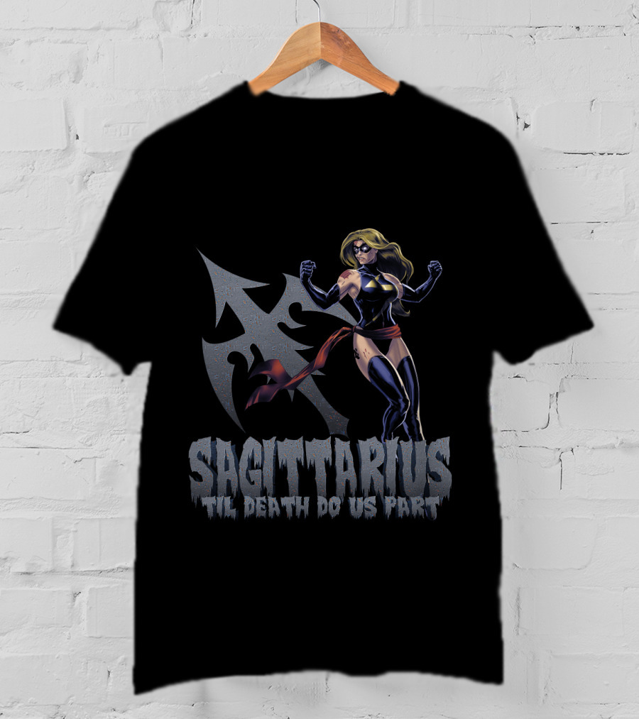 Sagittarius Til Death Do Us Part Captain Marvel Fans T-Shirt