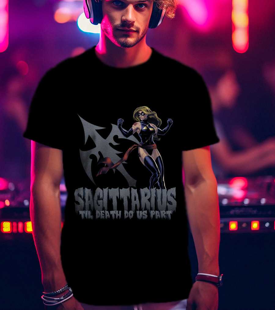 Sagittarius Til Death Do Us Part Captain Marvel Fans T-Shirt