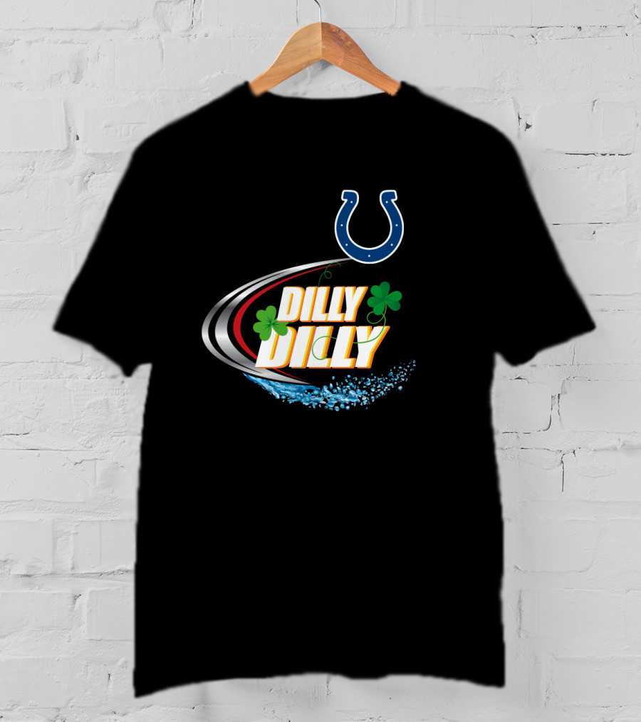 Dilly Dilly Indianapolis Colts Logo With Shamrocks And Splash Elements T-Shirt