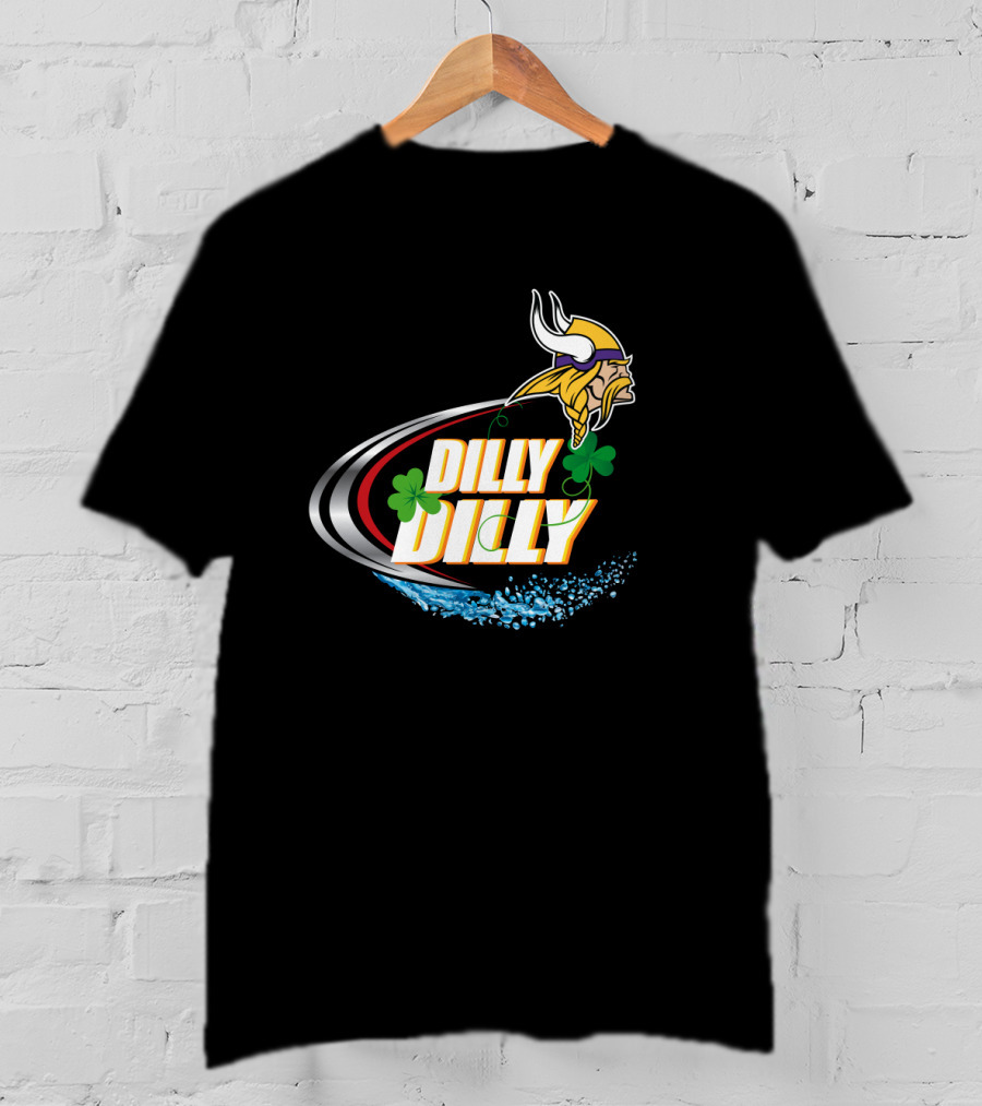 Dilly Dilly Minnesota Vikings Logo With Shamrocks And Water Splash T-Shirt