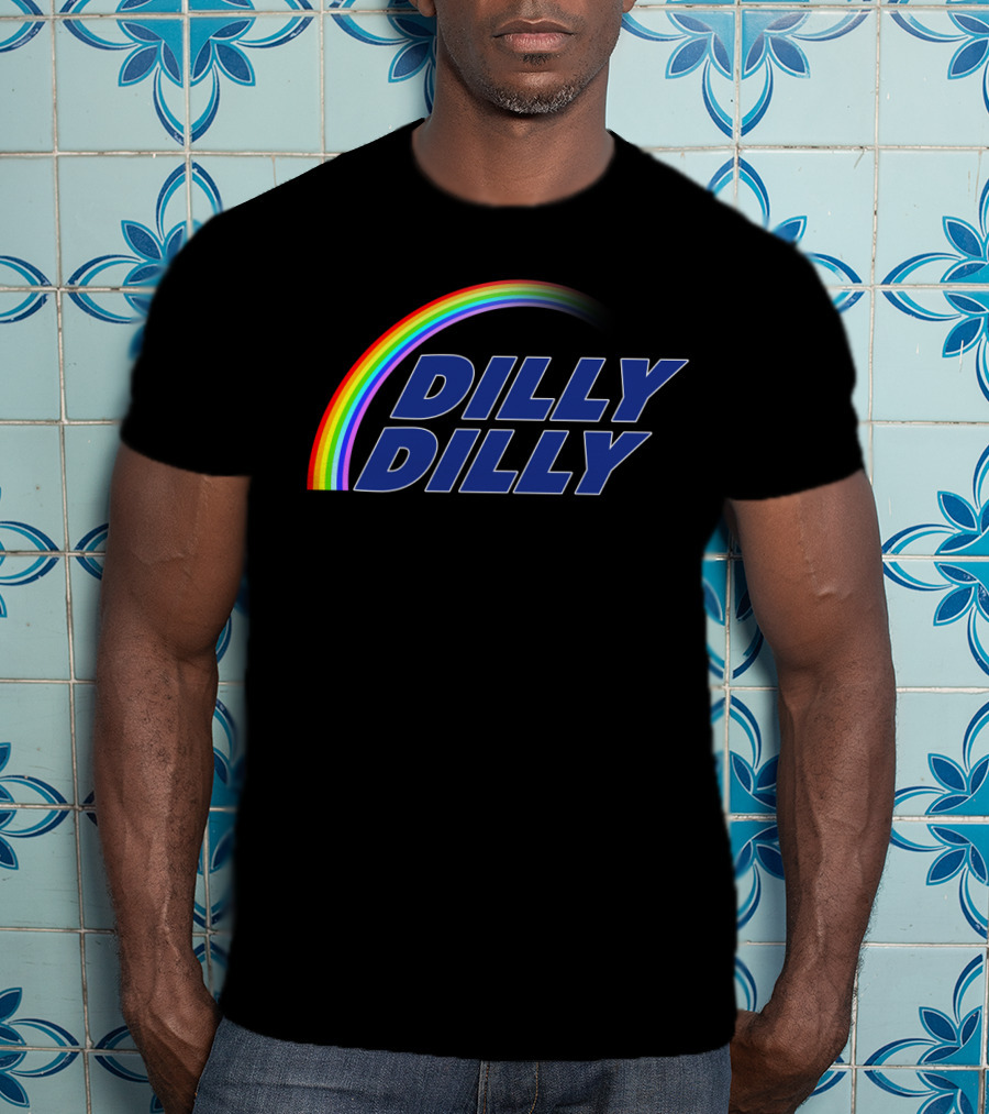 Dilly Dilly Rainbow Text With Multicolored Arch T-Shirt