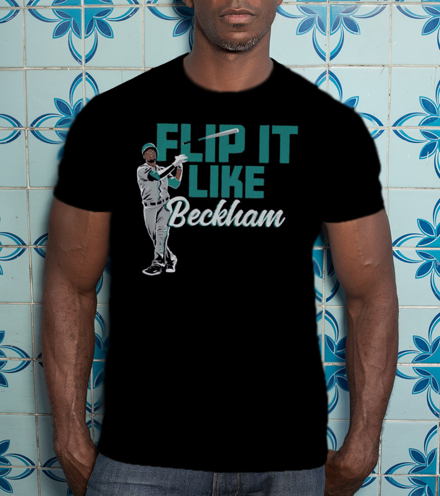 Baseball Bat Flip It Like Beckham Seattle Mariners Fans T-Shirt