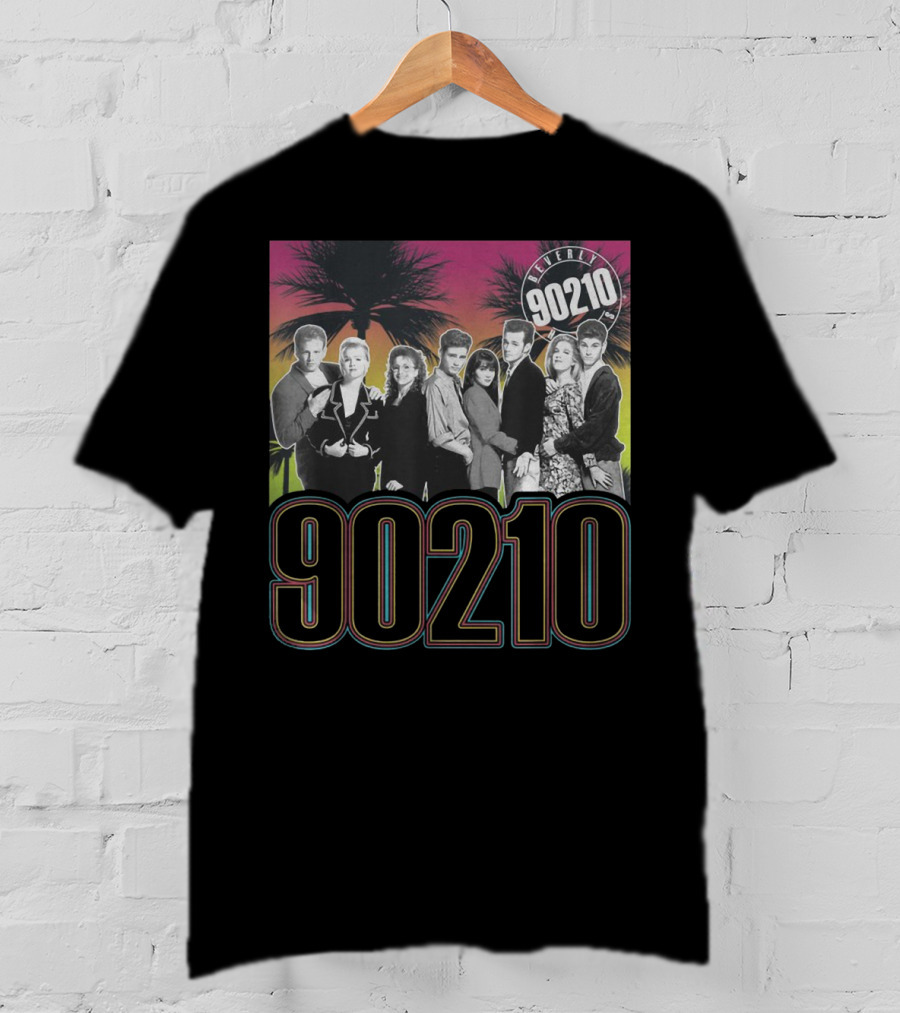 Beverly Hills 90210 Cast With Palm Trees Retro Style 90s Vibe T-Shirt