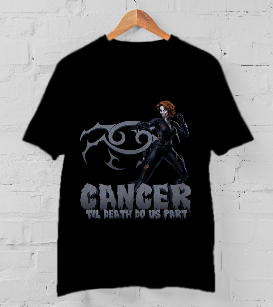Cancer Til Death Do Us Part Black Widow Marvel Fans T-Shirt