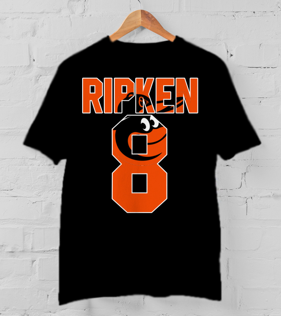 Ripken 8 Baltimore Orioles Cal Ripken Jr Majestic Baseball Number T-Shirt