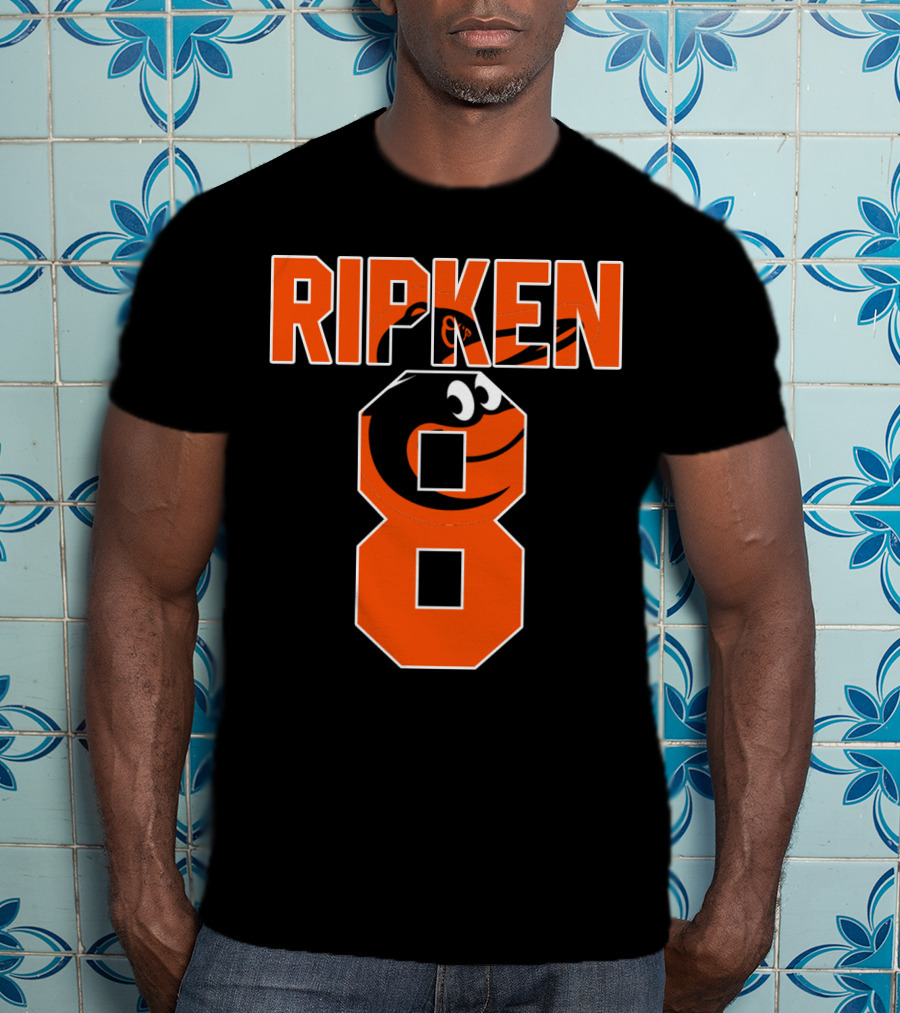 Ripken 8 Baltimore Orioles Cal Ripken Jr Majestic Baseball Number T-Shirt