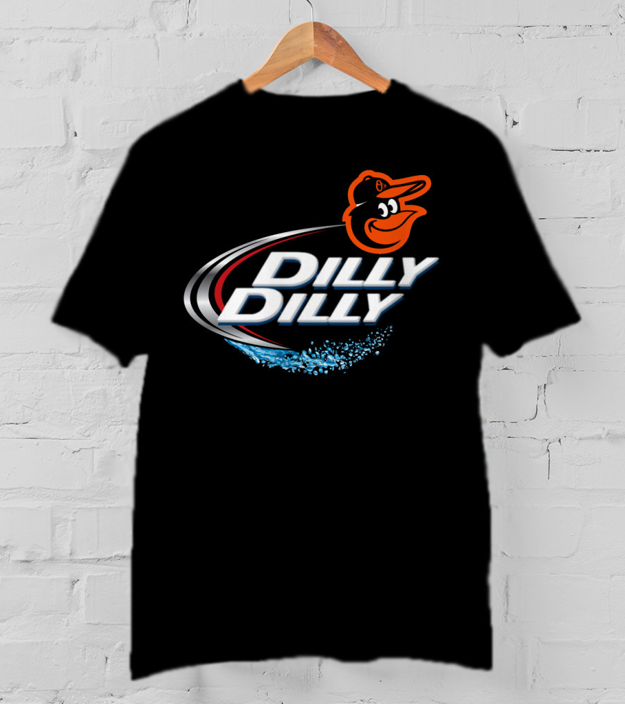 Baltimore Orioles Dilly Dilly Logo With Orioles Mascot And Water Splash Elements T-Shirt