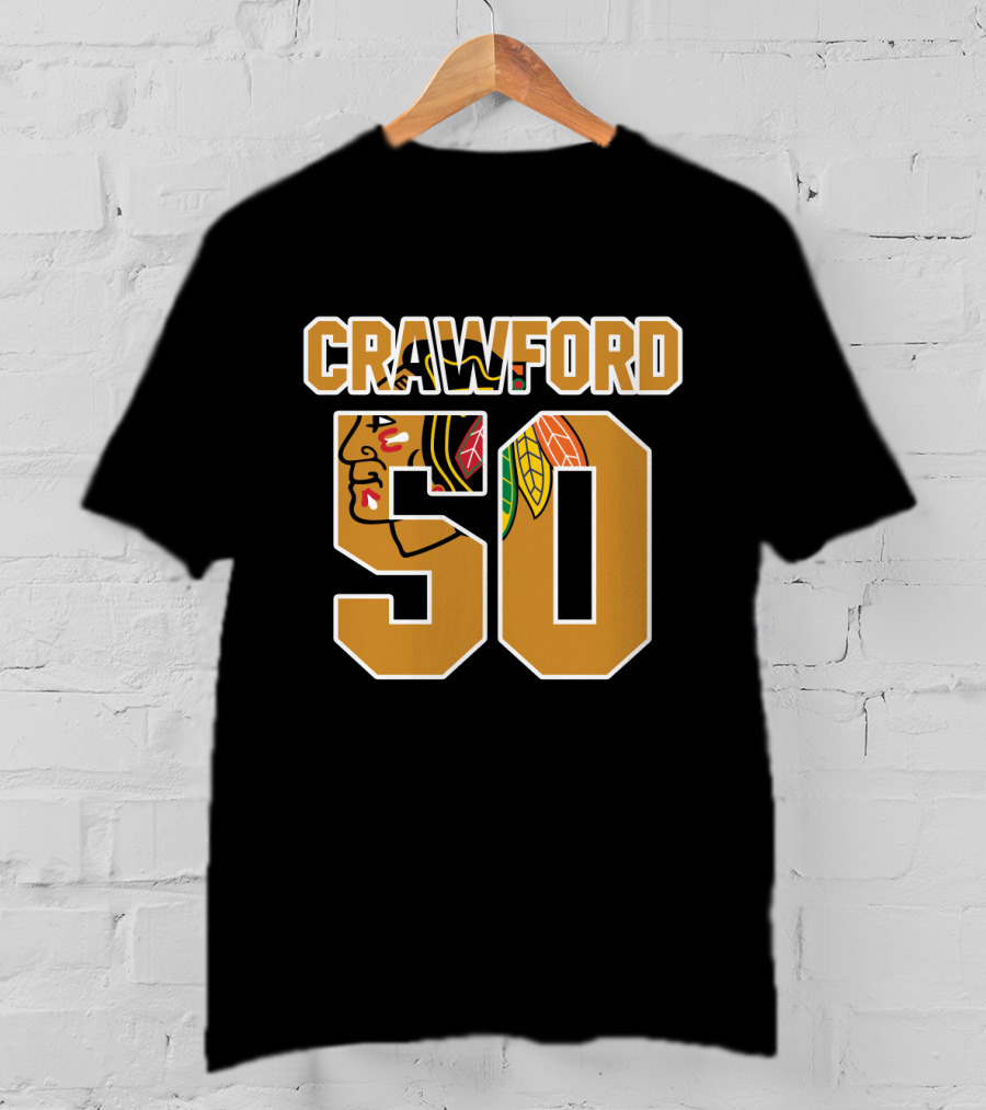 Crawford 50 Chicago Blackhawks NHL Hockey Goalie T-Shirt