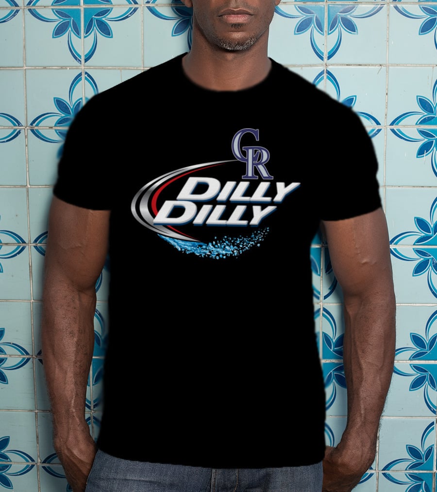 Colorado Rockies Cr Logo Dilly Dilly Blue Splash Sports T-Shirt