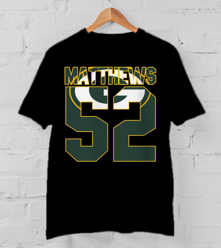 Green Bay Packers Matthews 52 Logo Jersey T-Shirt