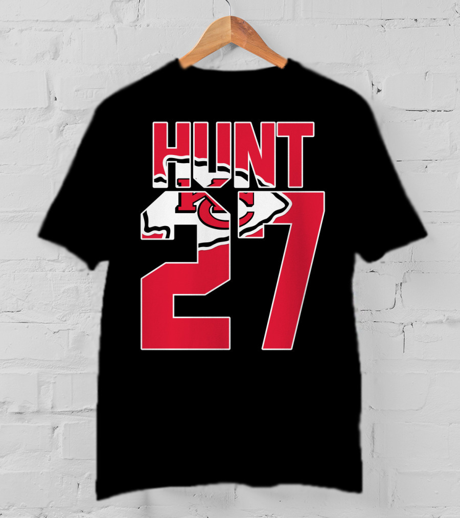 Hunt 27 Kansas City Chiefs Logo Kareem Hunt Game Jersey T-Shirt