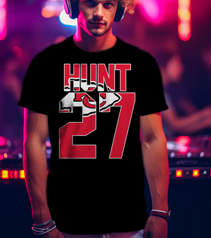 Hunt 27 Kansas City Chiefs Logo Kareem Hunt Game Jersey T-Shirt