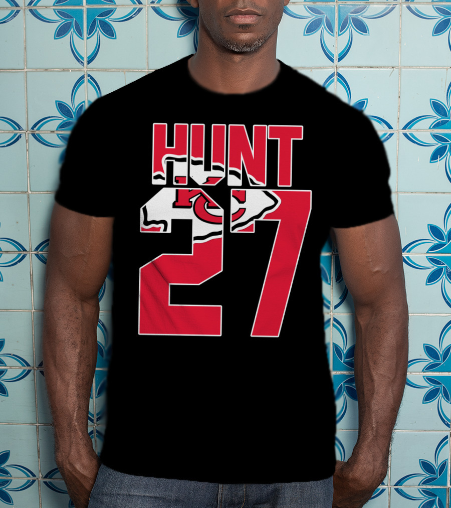 Hunt 27 Kansas City Chiefs Logo Kareem Hunt Game Jersey T-Shirt