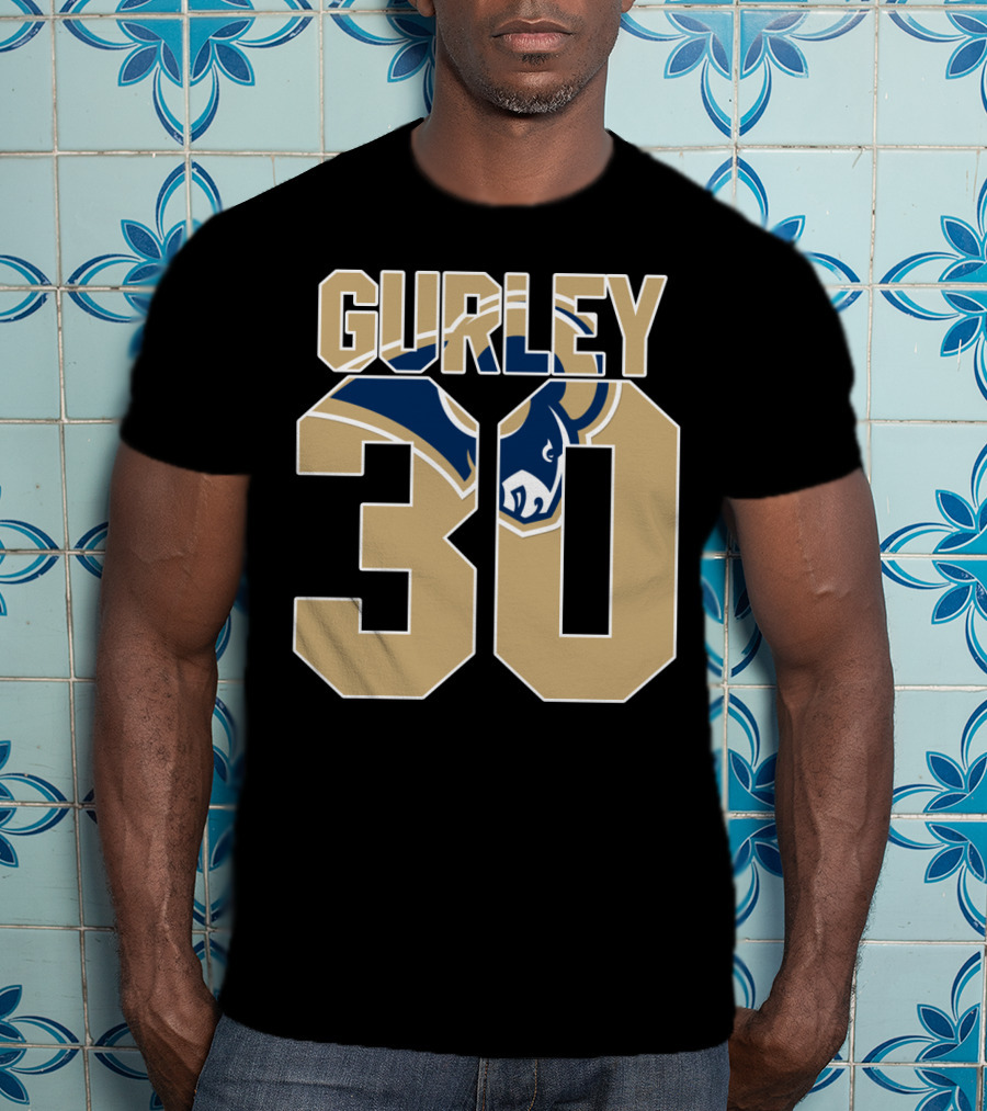Gurley 30 Los Angeles Rams Logo Jersey T-Shirt
