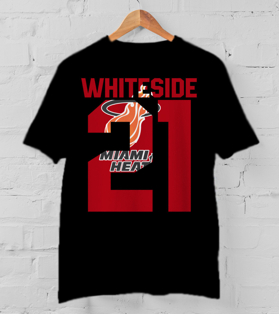 Whiteside 21 Miami Heat Iconic Basketball Tribute T-Shirt