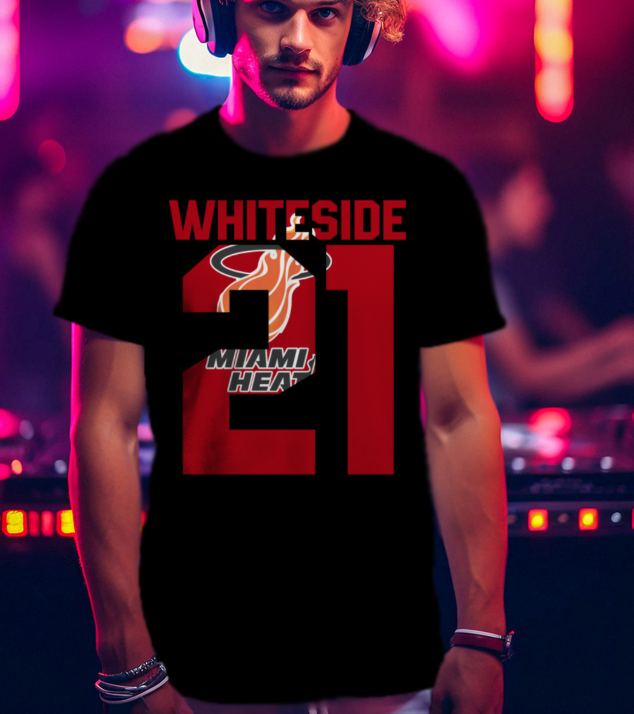 Whiteside 21 Miami Heat Iconic Basketball Tribute T-Shirt