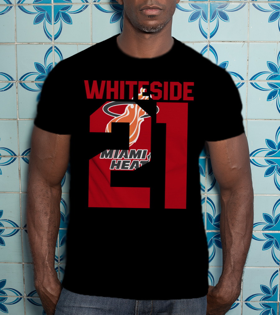 Whiteside 21 Miami Heat Iconic Basketball Tribute T-Shirt