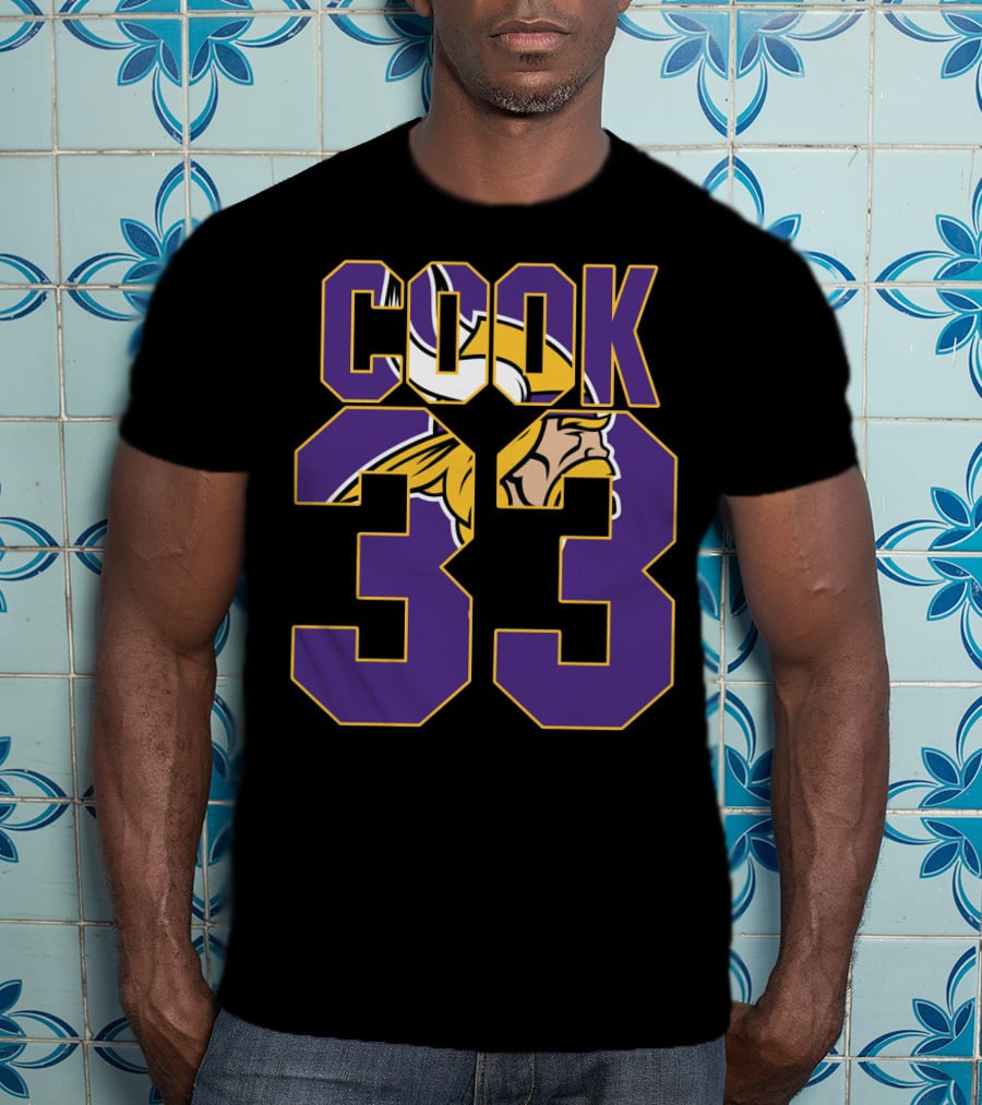 Minnesota Vikings Dalvin Cook 33 Viking Head Logo Jersey T-Shirt