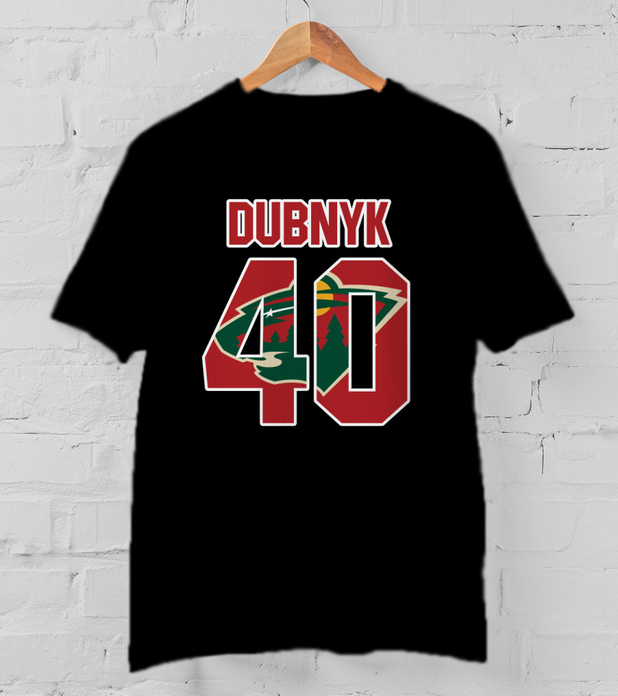 Dubnyk 40 Minnesota Wild NHL Logo Player Jersey T-Shirt