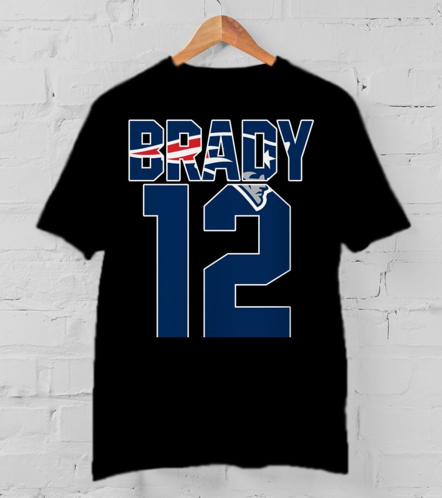 Brady 12 New England Patriots Logo Tom Brady T-Shirt