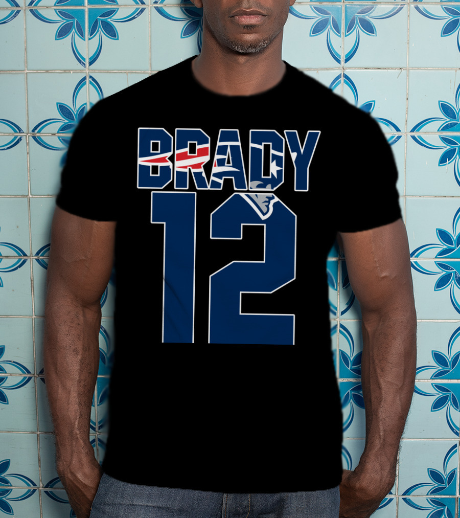 Brady 12 New England Patriots Logo Tom Brady T-Shirt