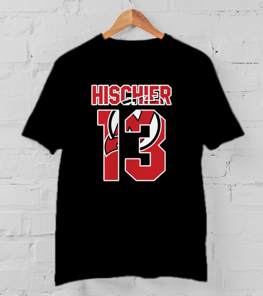 Hischier 13 New Jersey Devils NHL Logo Analysis T-Shirt