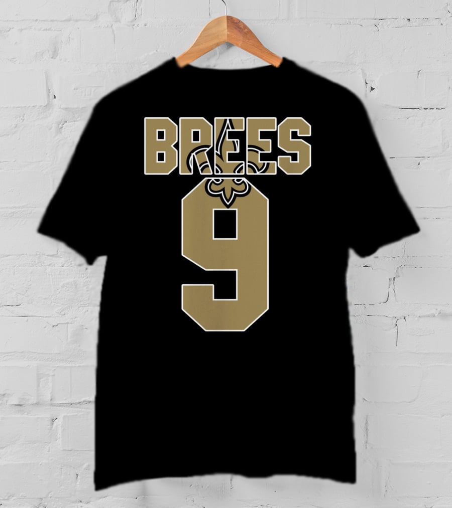 New Orleans Saints Drew Brees 9 Fleur-De-Lis Jersey T-Shirt