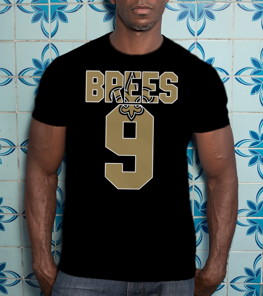 New Orleans Saints Drew Brees 9 Fleur-De-Lis Jersey T-Shirt
