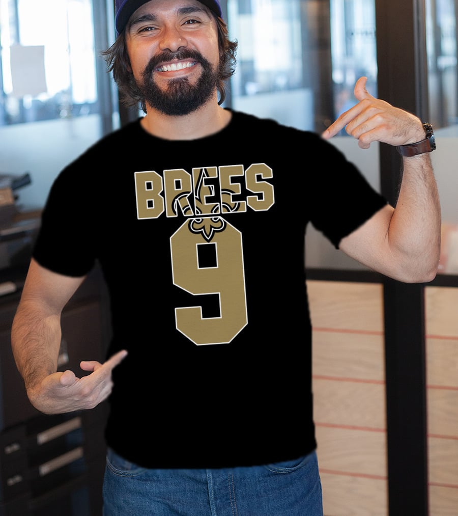 New Orleans Saints Drew Brees 9 Fleur-De-Lis Jersey T-Shirt