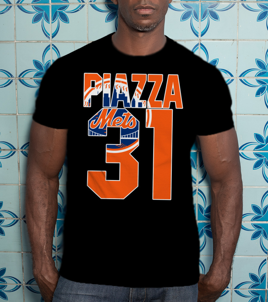 Piazza 31 New York Mets Retro Logo Baseball Memorabilia T-Shirt