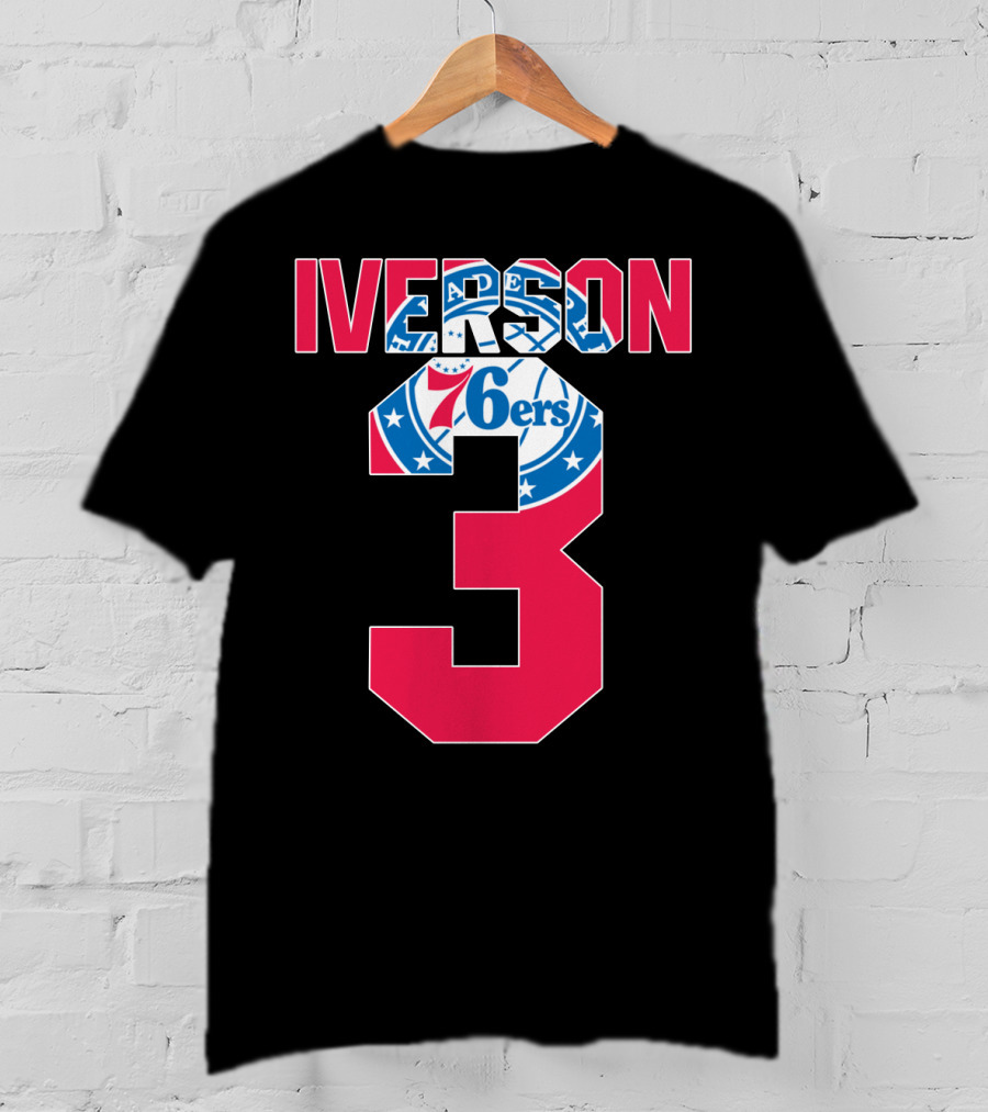 Philadelphia 76ers Allen Iverson 3 Logo Nba T-Shirt