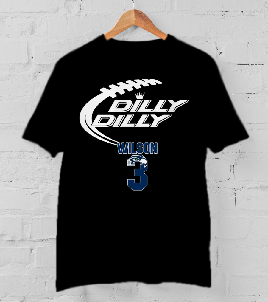 Seattle Seahawks Wilson Dilly Dilly Football Crown T-Shirt
