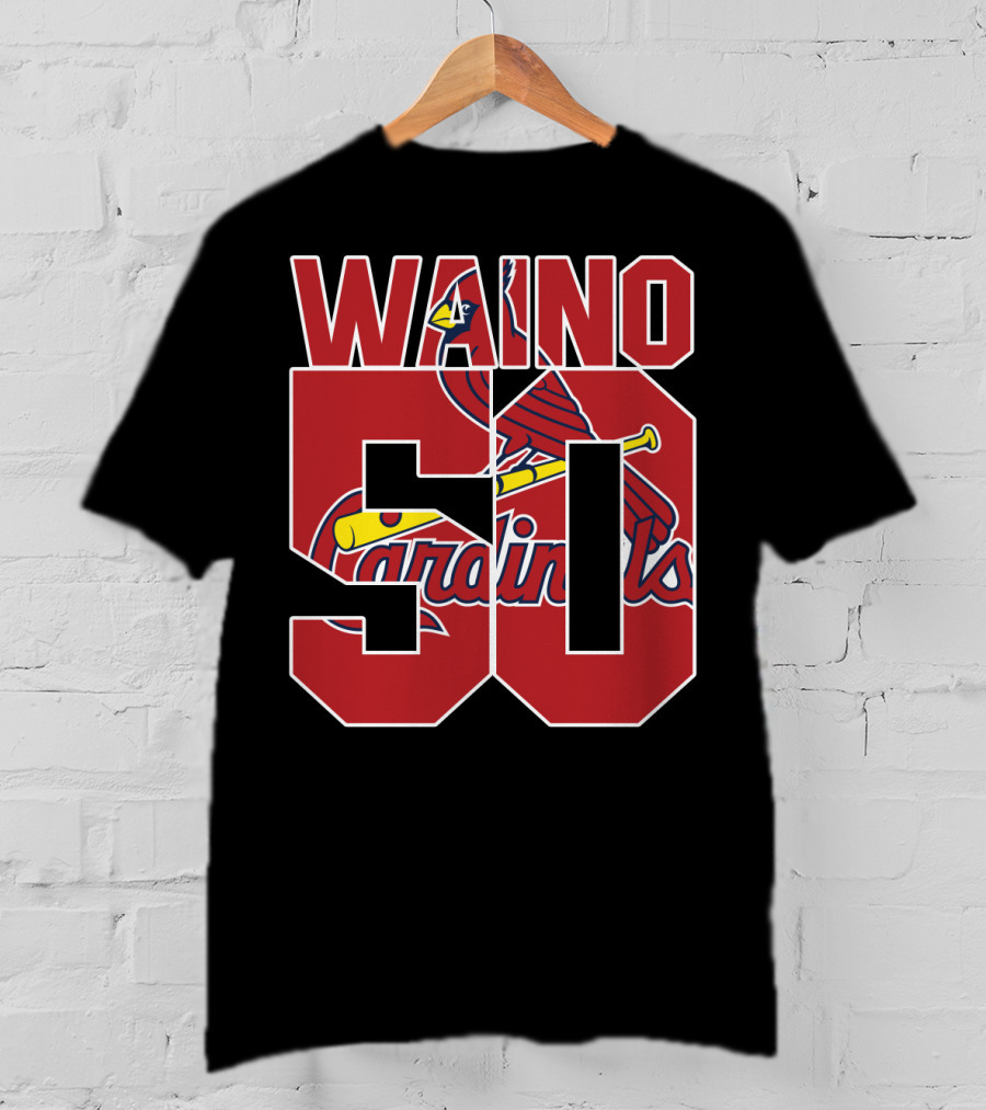 Waino 50 St. Louis Cardinals Iconic Logo Adam Wainwright T-Shirt